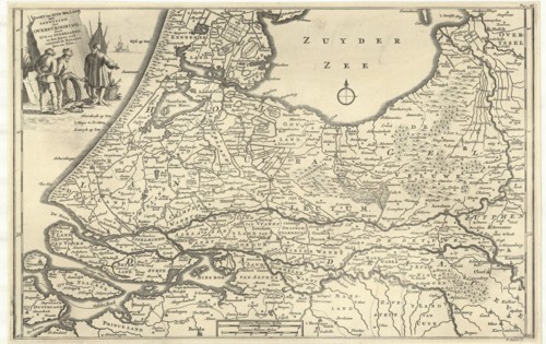 Map, Kaart van Zuyd Holland met aanwyzing der overstrooming door eys en dykbraaken, in den jaare