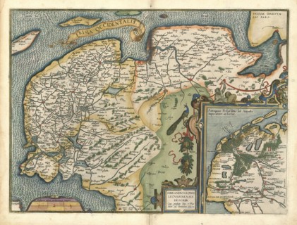 Map, Frisia Occidentalis, Sibrandus Leo (-1588), Copperplate print