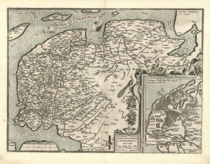Map, Frisia Occidentalis, Sibrandus Leo (-1588), Copperplate print