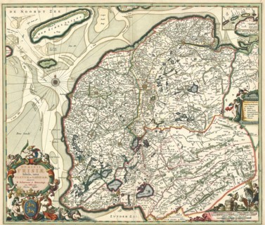 Map, Dominii Frisiae tabula, inter Flevum et Lavicam, Bernardus Schotanus à Sterringa (c.