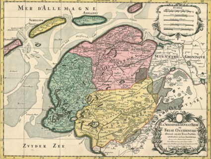 Map, La Seignevrie d'Ovest-Frise ou Frise Occidentale, divisée en ses trois parties, subdivisées en