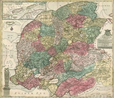 Map, Frisiae dominium vernacule Friesland, Tobias Conrad Lotter (1717-1777), Copperplate print