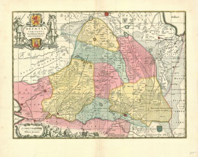 Map, Drentia comitatvs, Cornelis van Pijnacker (1570-1645), Copperplate print