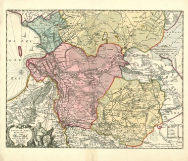 Map, Transisalania Provincia, vulgo Over-yssel, Nicolaas ten Have (fl. 1652), Copperplate print