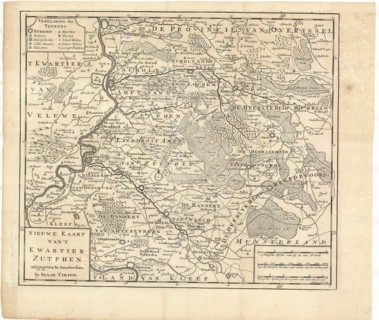 Map, Nieuwe kaart van 't kwartier Zutphen, Jacob Keyser (1710-1745 fl.), Copperplate print