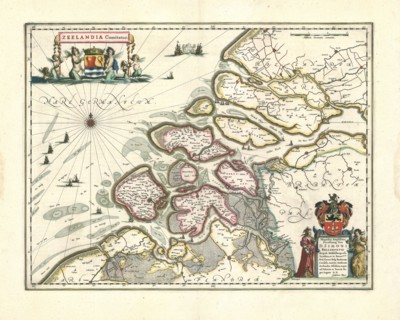 Map, Zeelandia comitatus, Willem Jansz Blaeu (1571-1638), Copperplate print