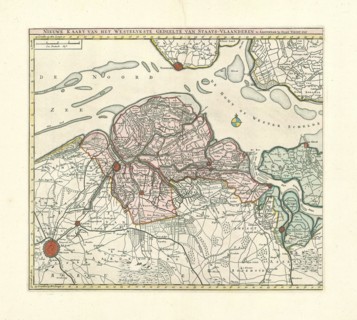 Map, Nieuwe kaart van het westelykste gedeelte van Staats-Vlaanderen, Copperplate print