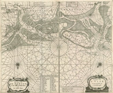 Map, Zee-kaert vande Eemsen, als de oude ofte Wester Eems en de Ooster Eems, Copperplate print