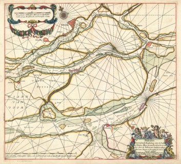 Map, Pascaert van 't eylandt Roosenburg door de Oude en Nieuwe Maes tot aen Dordrecht en van daer
