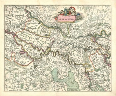 Map, Tetrachia ducatus Geldriae Neomagensis, Copperplate print