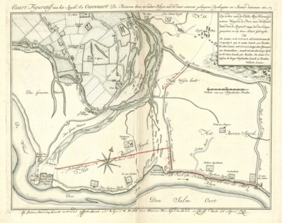 Map, Caart figuratif van het Spyck, en Ossewaart de rivieren boven, en needer Rhyn, met de daar