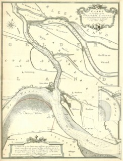 Map, Kaart van den ingang van het Panderse canaal, en van de rivier de Waal, boven en beneden het