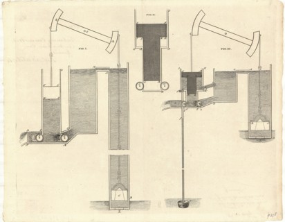 Map, van een wateropwerkmachine?, Claude Leopold Genneté (1706-1782), Copperplate print
