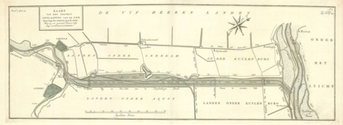 Map, Kaart tot het project ontlasting van de Lek boven langs den Diefdyk tot in de Linge waar op