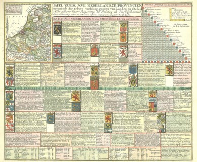 Map, Tafel vande XVII Nederlandze provincien, C. Specht (fl. 1695-1726), Copperplate print