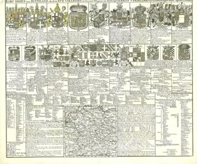 Map, Duytsland in 9 craitzen of circels, nevens de keyserlyke erflanden, verdeelt, C. Specht (fl.
