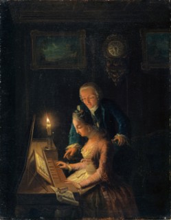 Music Lesson, 1769, oil on canvas, 47 x 36.5 cm, signed and dated lower left on the side panel of