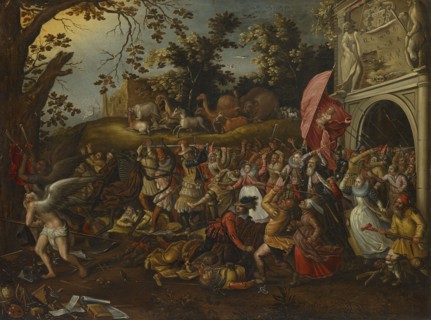 Vanitas or the fight against death, not before 1610, oil on canvas, 93.5 x 124.5 cm, unmarked., On