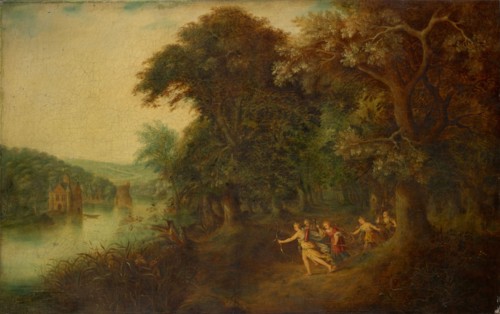 Landscape with Diana Hunt, oil on canvas, 60 x 93.5 cm, unsigned, Alexander Keirincx, (Art (?) /