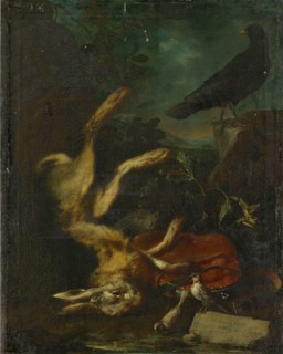 Still Life with Dead Rabbit and Birds, before 1717, oil on canvas, 96 x 75 cm, unsigned., On the