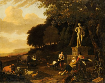 Italian Landscape, oil on canvas, 105.5 x 132.4 cm, Signed lower right on the stone: ABegeyn fe.,