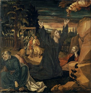 Christ on the Mount of Olives, mixed media on canvas, 135 x 132 cm, unmarked, Hans Herbst(er),