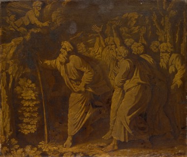 Moses beats water from the rock, oil on canvas, 75 x 88.5 cm, Unmarked, Raffael, (Kopie nach / copy
