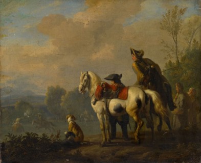 Reiterduell, oil on canvas, 33 x 40 cm, signed lower right: JHugtenburg [J and H ligated, flaw at