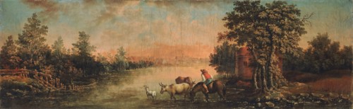 Evening landscape, oil on canvas, 34 x 107 cm, signed lower right: FFeijerabend Pinxit [FF