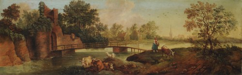 Morgenlandschaft, oil on canvas, 33 x 106 cm, signed lower right: FFeijerabend, Pinxit., [FF