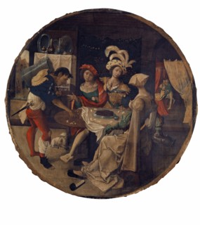 The Prodigal Son Playing in the Hall of Solaceation, c. 1520, tempera unvarnished on unprimed