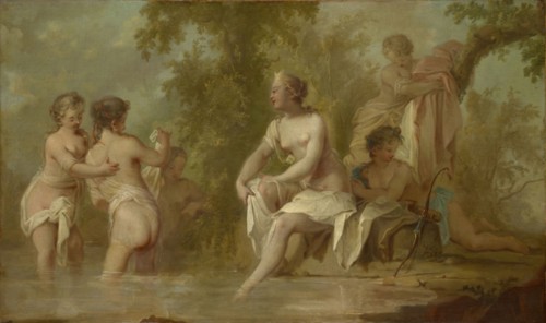 The Bath of Diana, 1753, oil on canvas, 53.5 x 89.5 cm, signed and dated to the right of the arch
