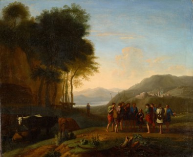 Joseph tells the brothers his dream, oil on canvas, 55.5 x 65.5 cm, Unmarked, Herman van Swanevelt,