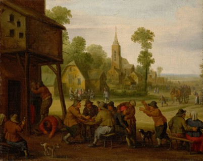 Coopers in front of a tavern, around 1650, oil on canvas, 43.5 x 54 cm, unmarked, Joost Cornelisz.