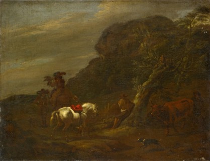 Landscape with hawk hunting, oil on canvas, 39.5 x 51 cm, not marked, Nicolaes (Claes Pietersz.)