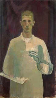 Self-Portrait with Palette, Oil on Burlap, 130 x 75.5 cm, Not Signed, Franz Marent, Basel 1895–1918