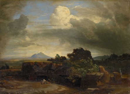 Tempest in the Campagna, oil on canvas, 41.5 x 58.5 cm, unmarked, Johann Wilhelm Schirmer, Jülich