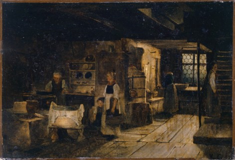 Bauernstube, oil on canvas, 22.5 x 34 cm, monogrammed lower right: K. G., Karl Girardet, Le