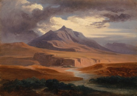 Mountains in the Roman Campagna, oil on paper, on canvas, 24.5 x 34.4 cm, unsigned, Johann Jakob