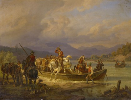 Debarking Rider, 1851, oil on canvas, 30 x 39 cm, signed and dated lower left: JKlein 1851. [JK