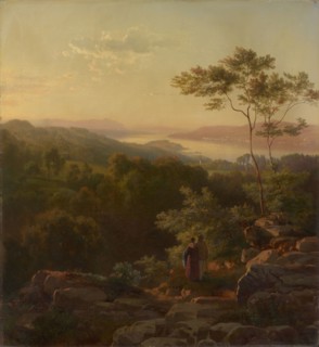 Wädenswil and lower Lake Zurich, 1850, oil on canvas, 59 x 54 cm, signed and dated lower left: J.G