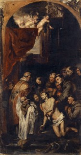Copy after Rubens: The Last Communion of St., Franz, 1850/51, oil on canvas, 80 x 43 cm, unmarked,