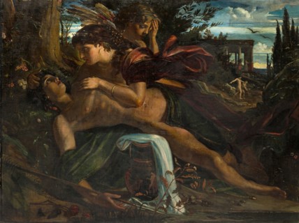 Venus laments Adonis, oil on canvas, 108.5 x 144.5 cm, Unmarked, Achilles Forcart, Basel 1840–1895
