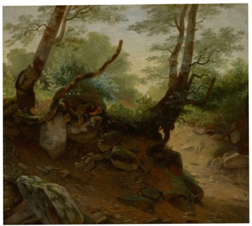Forest angle, oil on cardboard, 32.5 x 37 cm, Jean-Antoine Linck, Genf 1766–1843 Genf