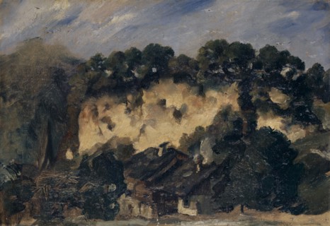 Houses near a quarry, oil on canvas, mounted on cardboard, canvas: 30 x 43.5 cm, not marked, Frank