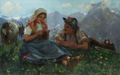 On free alpine heights', 1899, oil on canvas, 95 x 150 cm, signed and dated lower right: Ernst