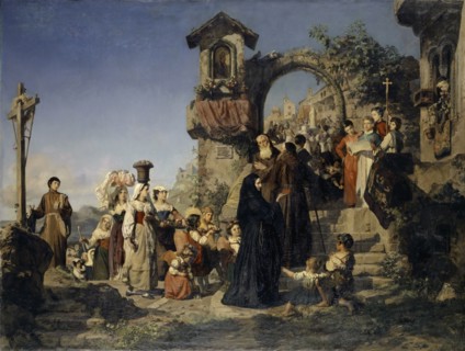 Marientag in the Sabinergebirge, 1860, oil on canvas, 149.5 x 198.5 cm, Signed and dated lower