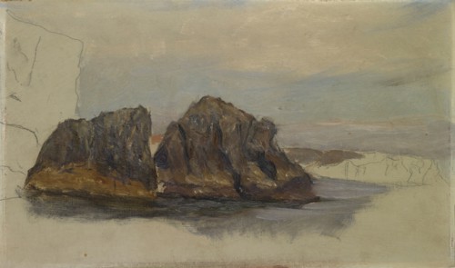 Two rocks in Brittany, tempera on cardboard, 20 x 34 cm, unmarked, William de Goumois, Basel