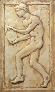 Young man with discus, plaster relief, 27 x 16.5 cm, unsigned, Hans Sandreuter, Basel 1850–1901