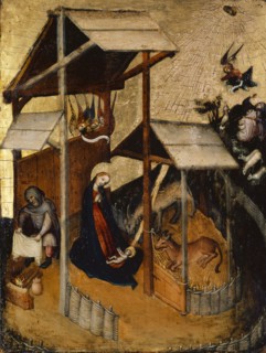 The Nativity, c. 1420, mixed media on fir wood, 26.5 x 20 cm, unmarked, Süddeutscher Meister, 15.